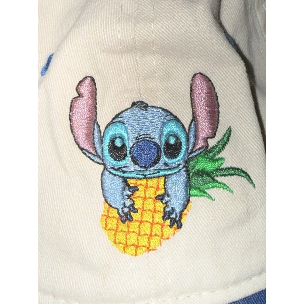 Disney Lilo & Stitch Pineapple Embroidered Baseball Hat Cap Blue Tan Youth Child